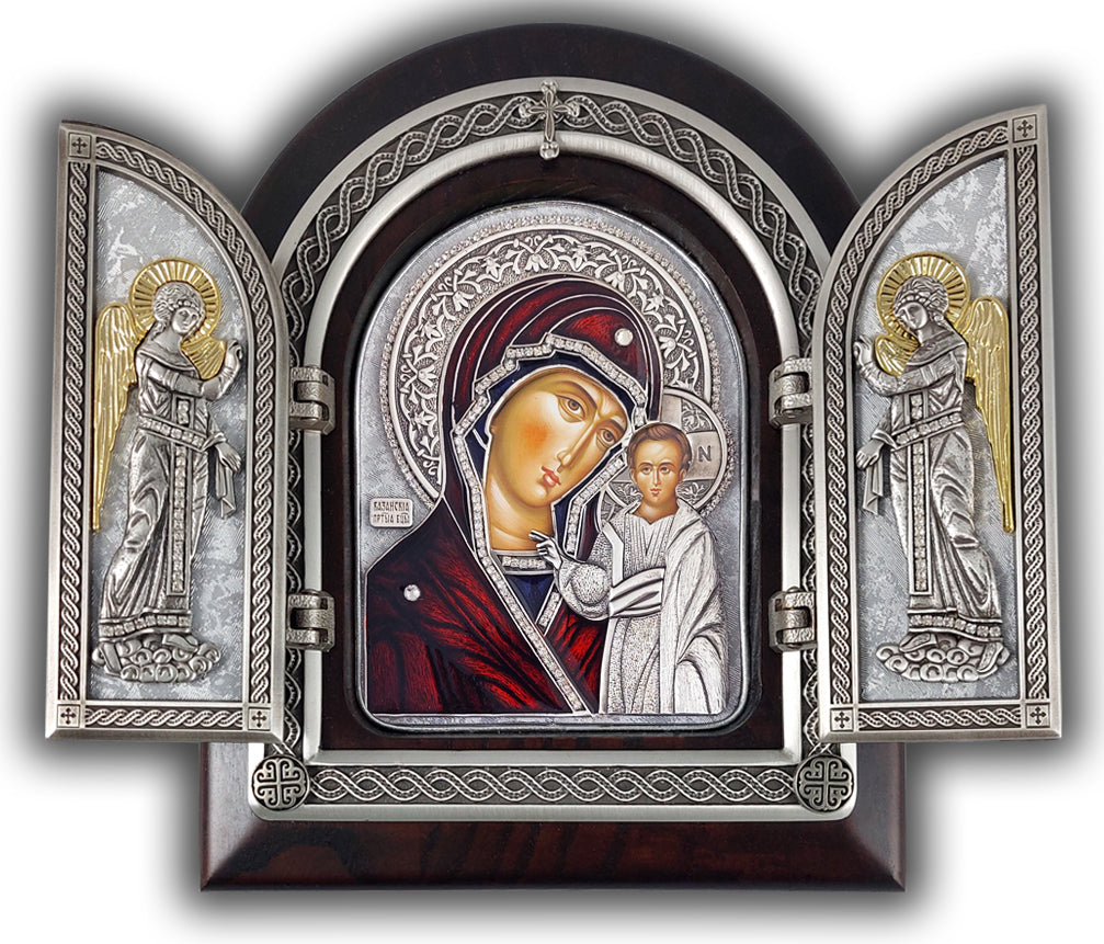 Exclusive High Quality Handmade Triptych of Kazan Mother of God