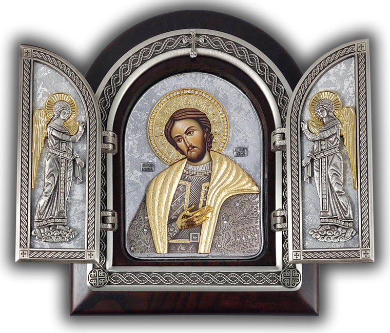 Exclusive High Quality Handmade Triptych of St. Alexander Nevsky