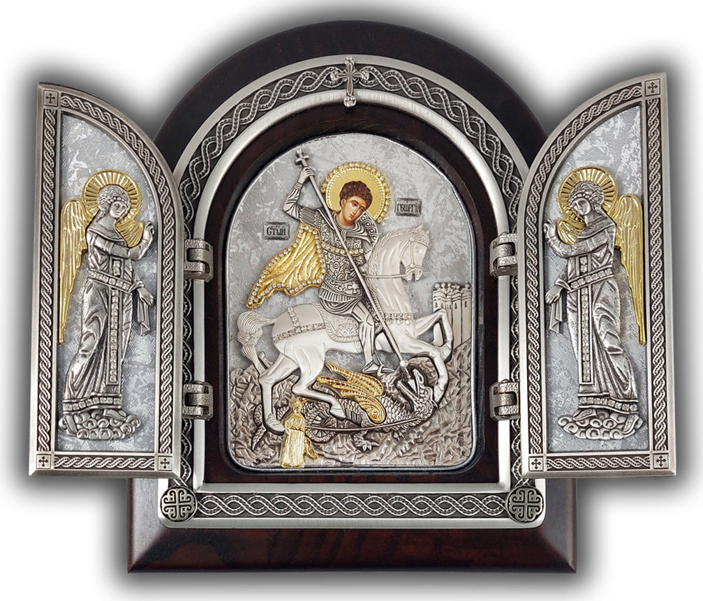 Exclusive High Quality Handmade Triptych of Saint George (Георгий Победоносец)