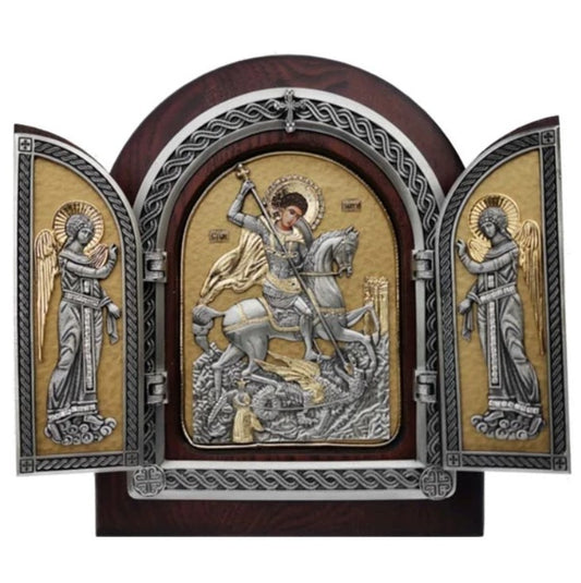 Exclusive High Quality Handmade Triptych of Saint George (Георгий Победоносец)