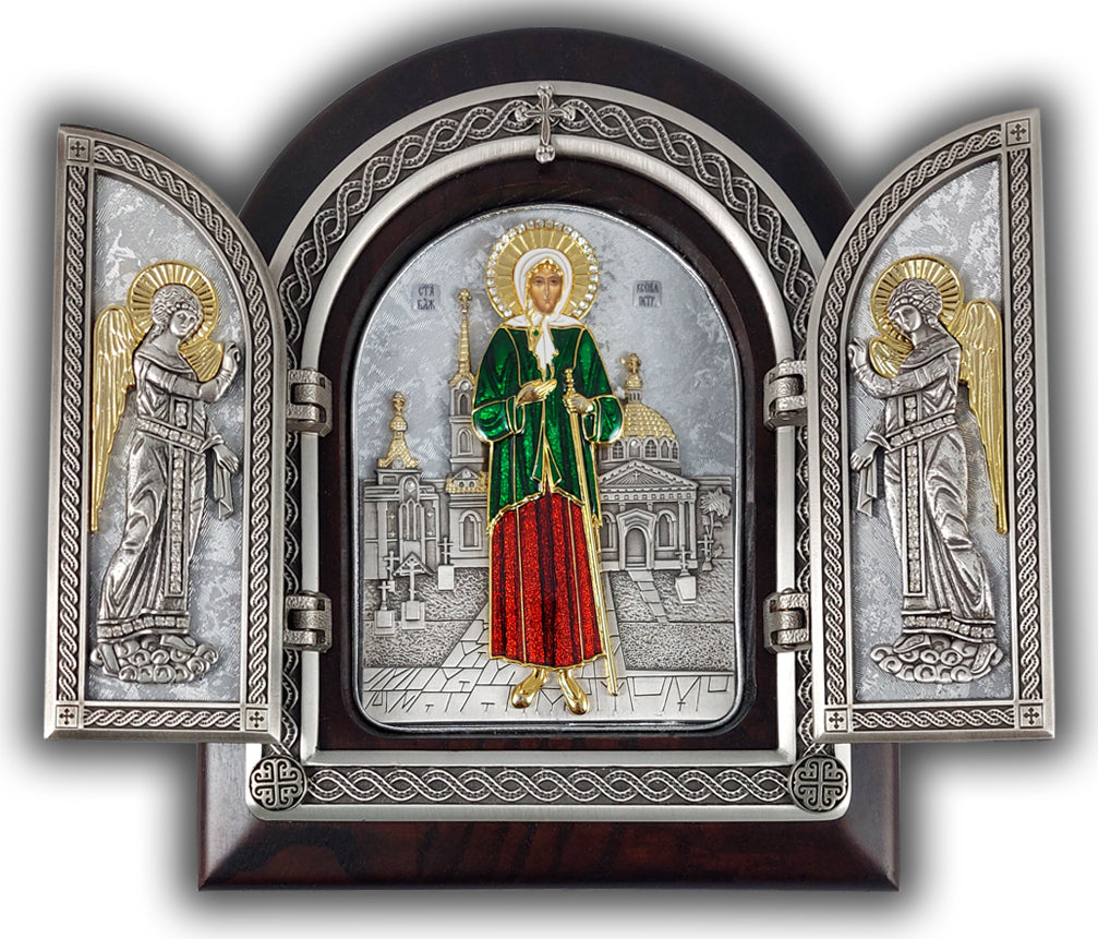 Exclusive High Quality Handmade Triptych of Xenia of Saint Petersburg (Ксения Петербургская)