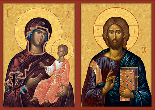 Wedding Icons Pair - Christ Pantocrator & Theotokos Saver of Souls