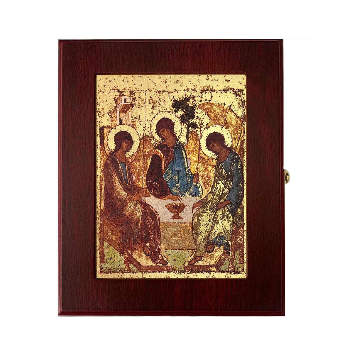 Holy Trinity Wooden Icon Box Keepsake For Prayer Ropes & Jewelry - Anything Sacred 7 1/2 Inch
