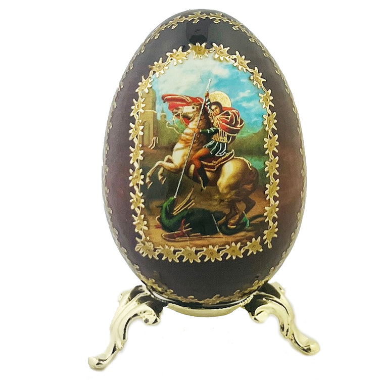 Wooden Egg Icon St. George (includes stand)