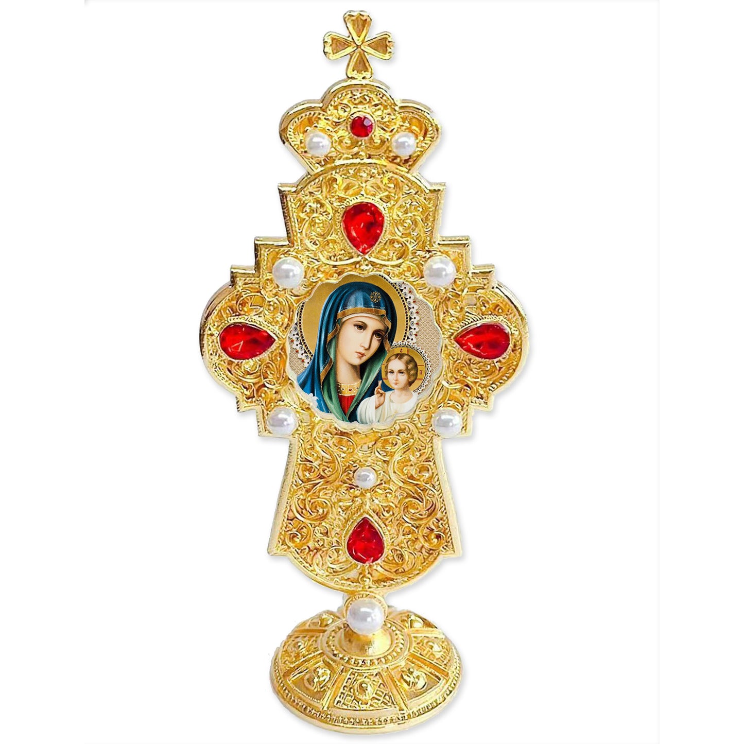 Eternal Bloom Jeweled Cross Standing 7 Inch
