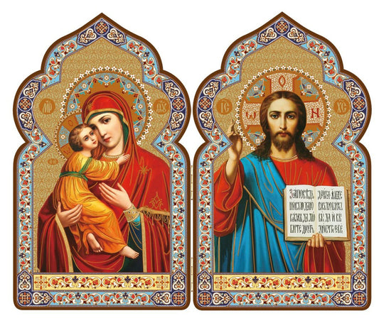 Orthodox Icon Diptych Mother of God and Christ The Teacher Religious