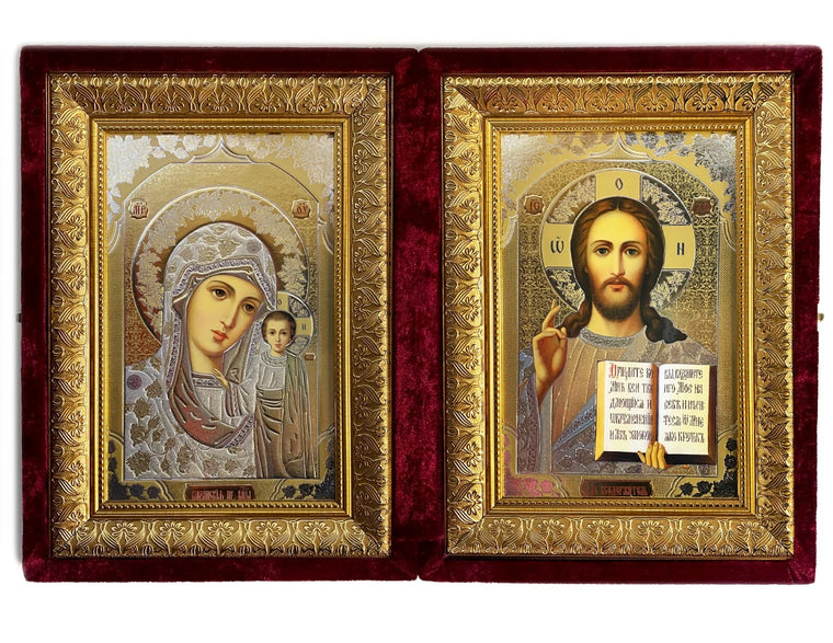 Wedding Icons Diptych in Red Velvet Case - Large