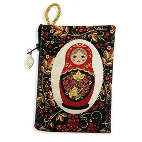 Matryoshka 2 Sided Pouch Purse 5 3/8"x4" Khokloma Style
