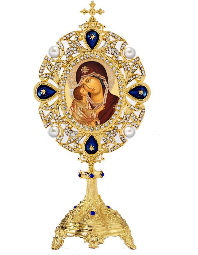 Mother of God - Pascha Egg - Virgin Mary of Don, Icon in Pearl Jeweled Shrine