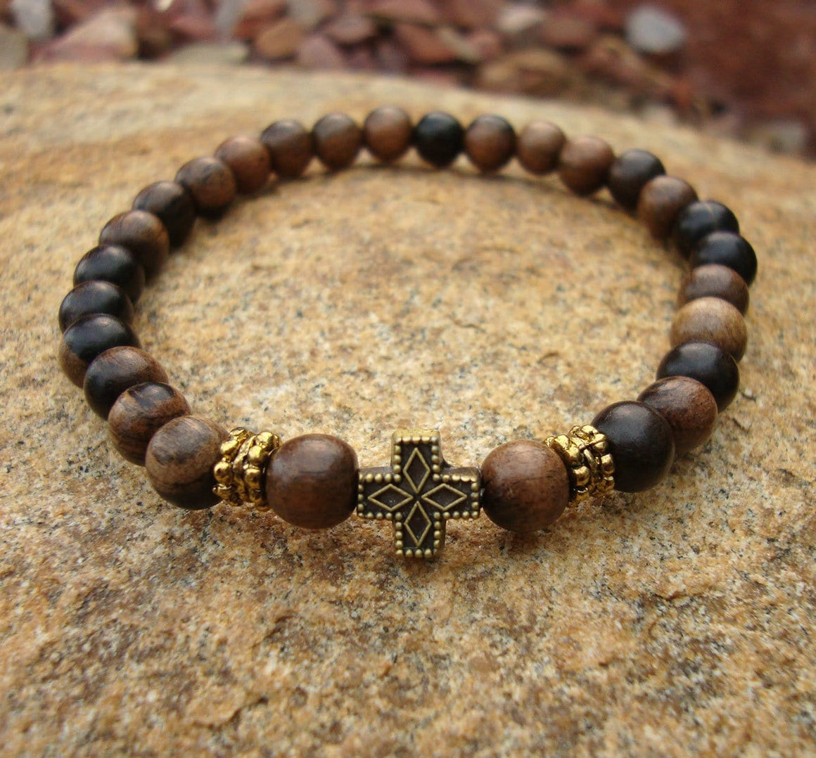 Prayer Bracelet: Tiger Ebony with Accents (6mm) (Child's Size)