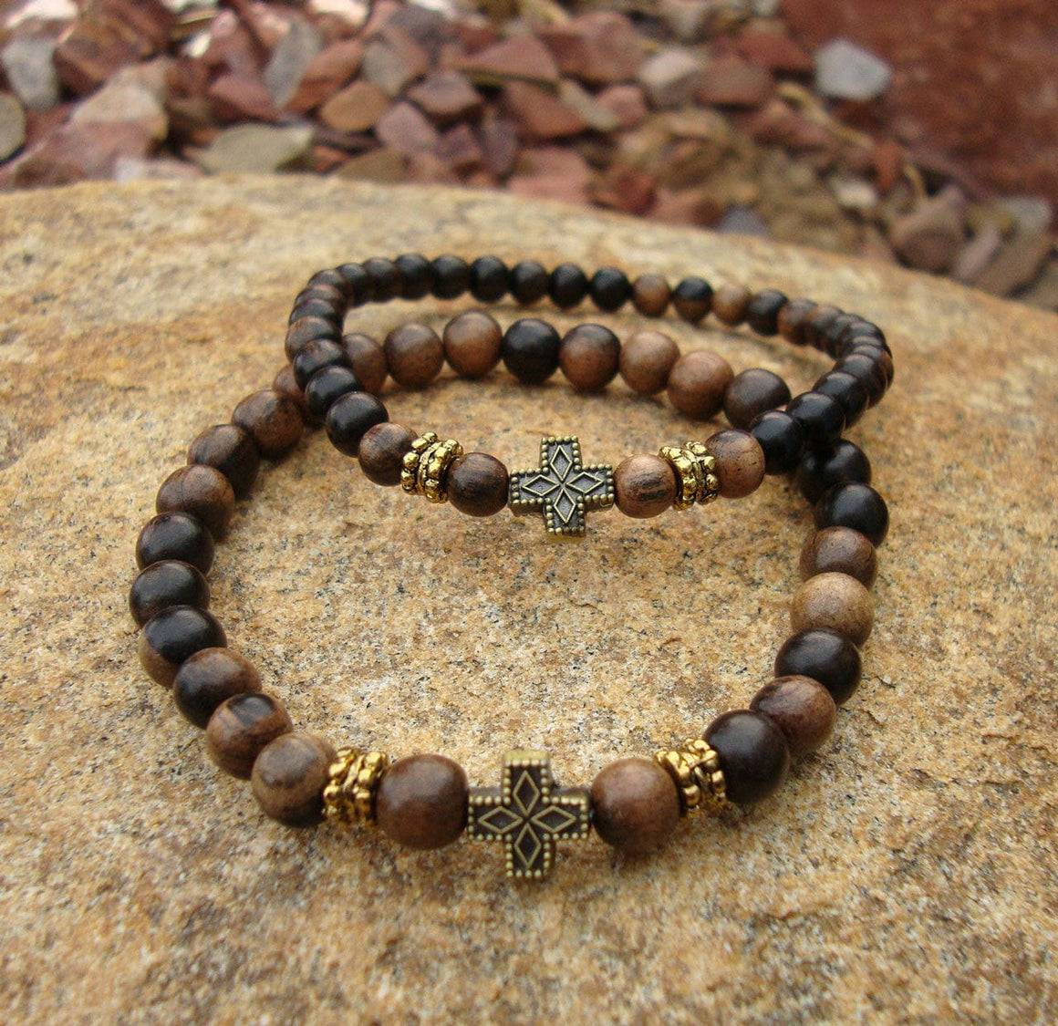 Prayer Bracelet: Tiger Ebony with Accents (6mm) (Child's Size)