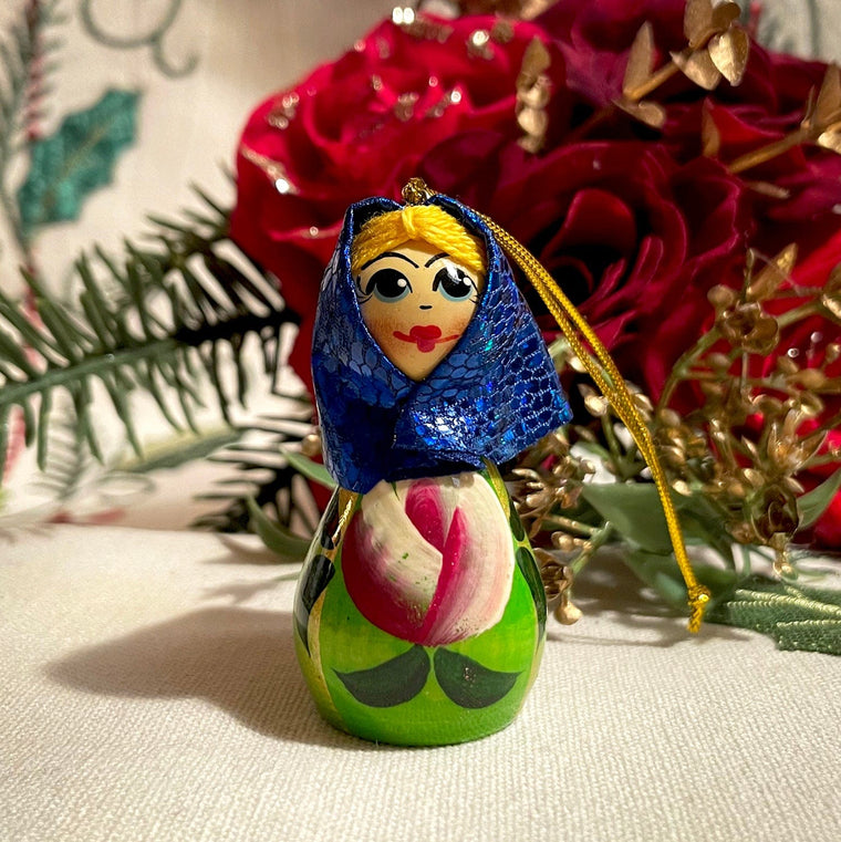 Wooden Ornament Girl with Scarf