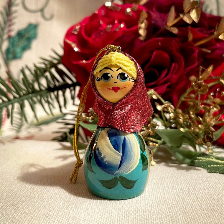 Wooden Ornament Girl with Scarf