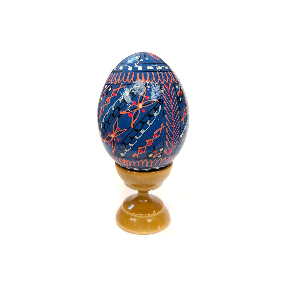Wooden Egg with Stand: Blue
