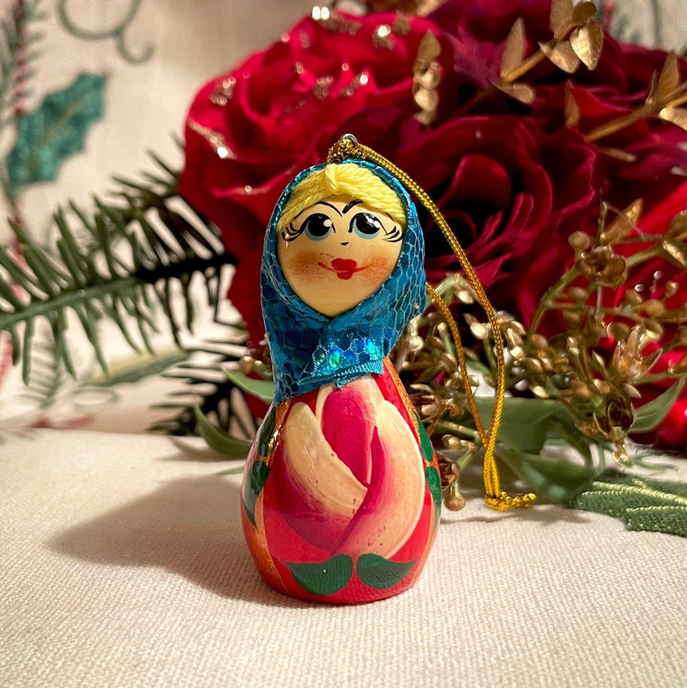 Wooden Ornament Girl with Scarf