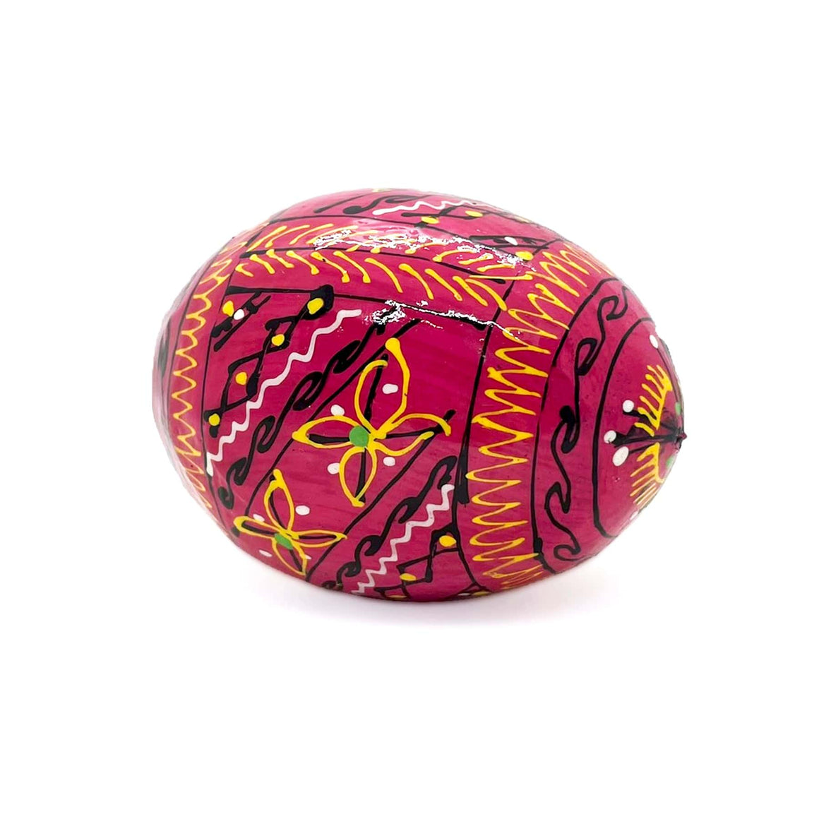 Ukrainian Wooden Easter Egg: Soft Red