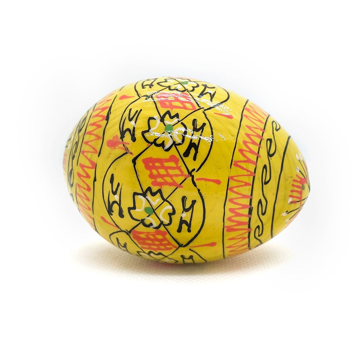 Ukrainian Wooden Easter Egg: Spring Yellow