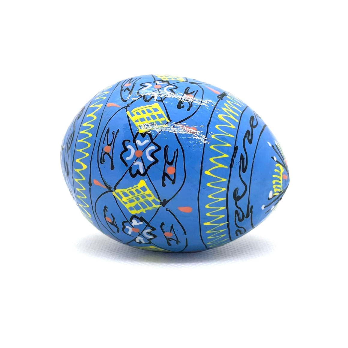 Ukrainian Wooden Easter Egg: Pastel Blue