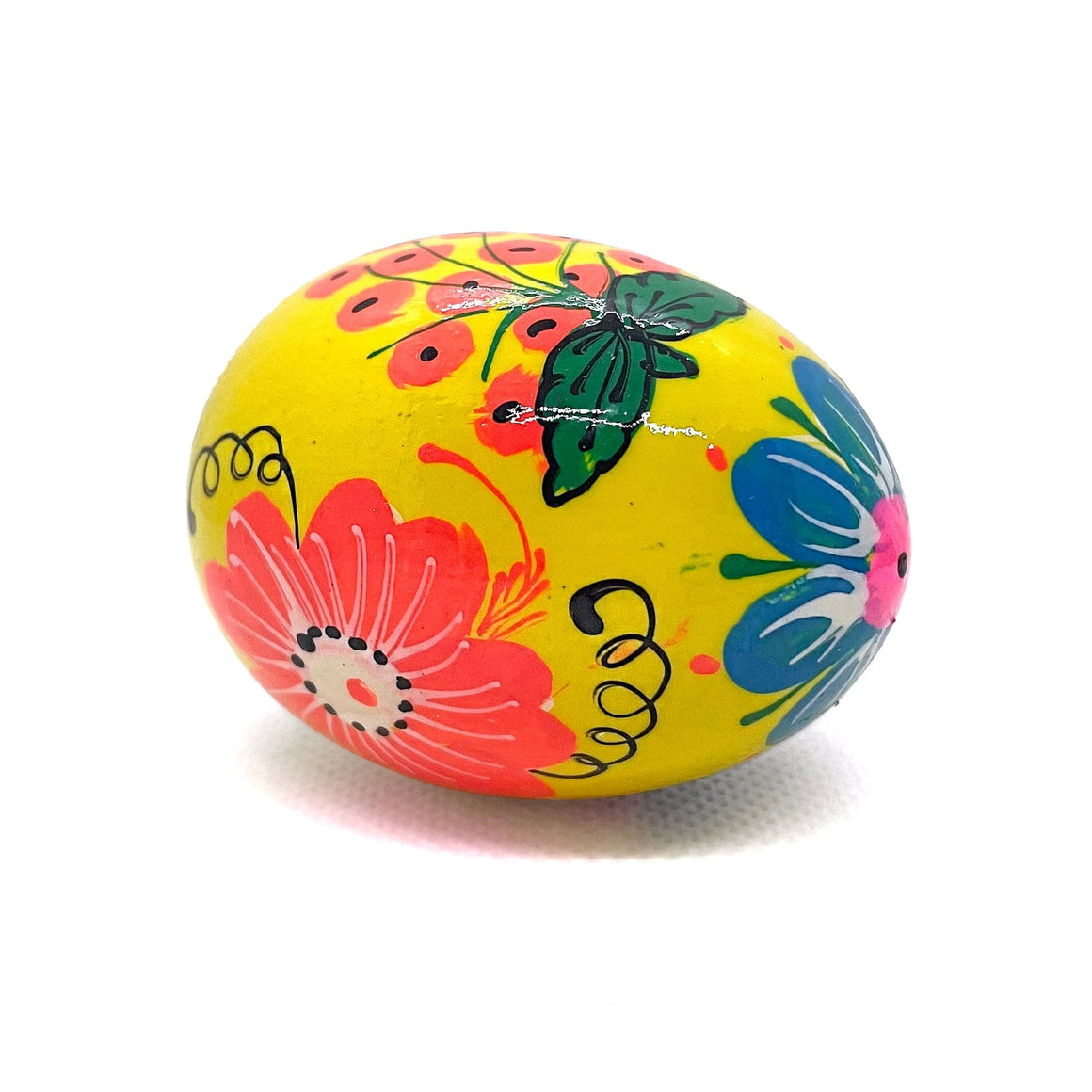 Wooden Easter Egg: Floral Yellow