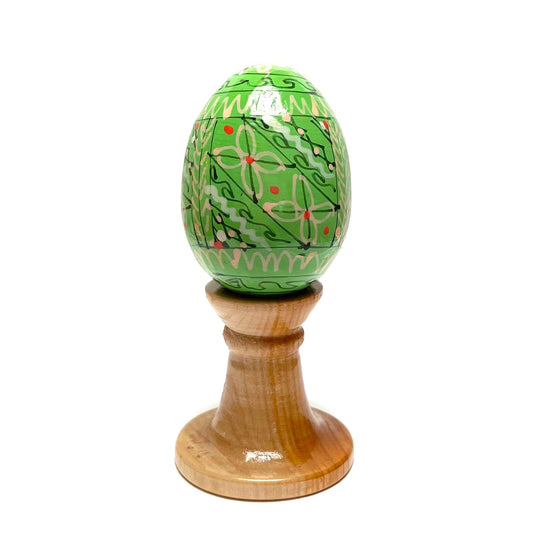 Wooden Egg with Stand: Green