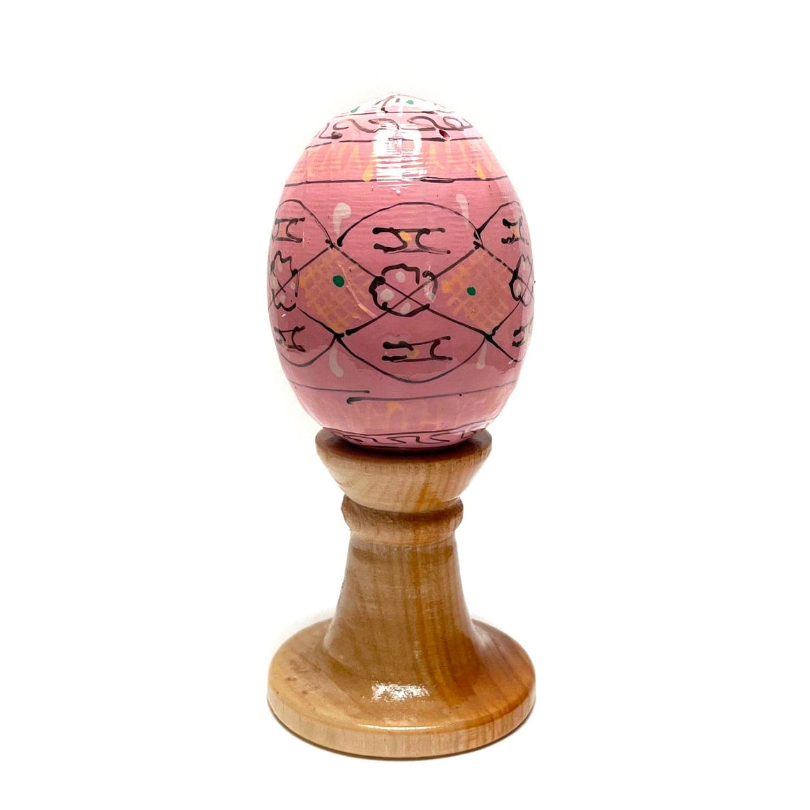 Wooden Egg with Stand: Pink