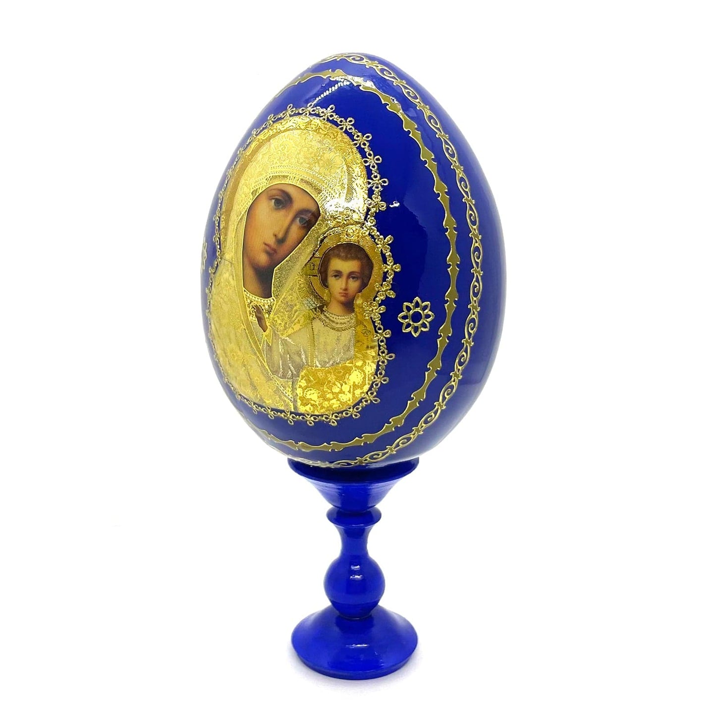 Wooden Egg with Mother of God "of Kazan" Icon (includes stand)