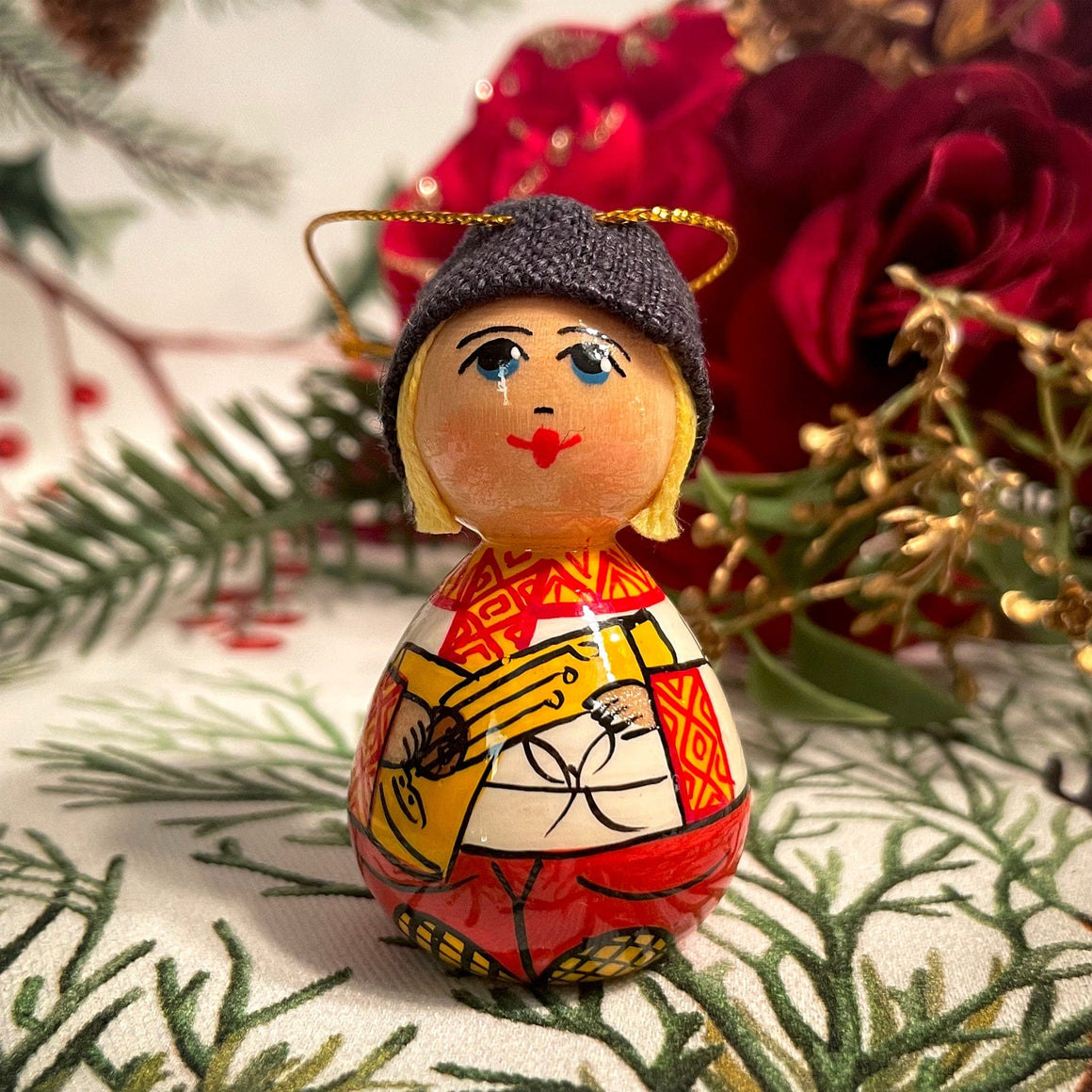 Wooden Ornament Boy with Hat
