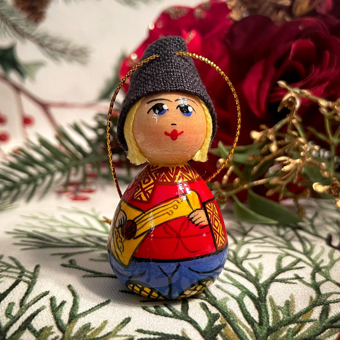 Wooden Ornament Boy with Hat