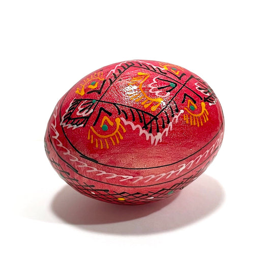 Ukrainian Wooden Easter Egg: Pearlized Red