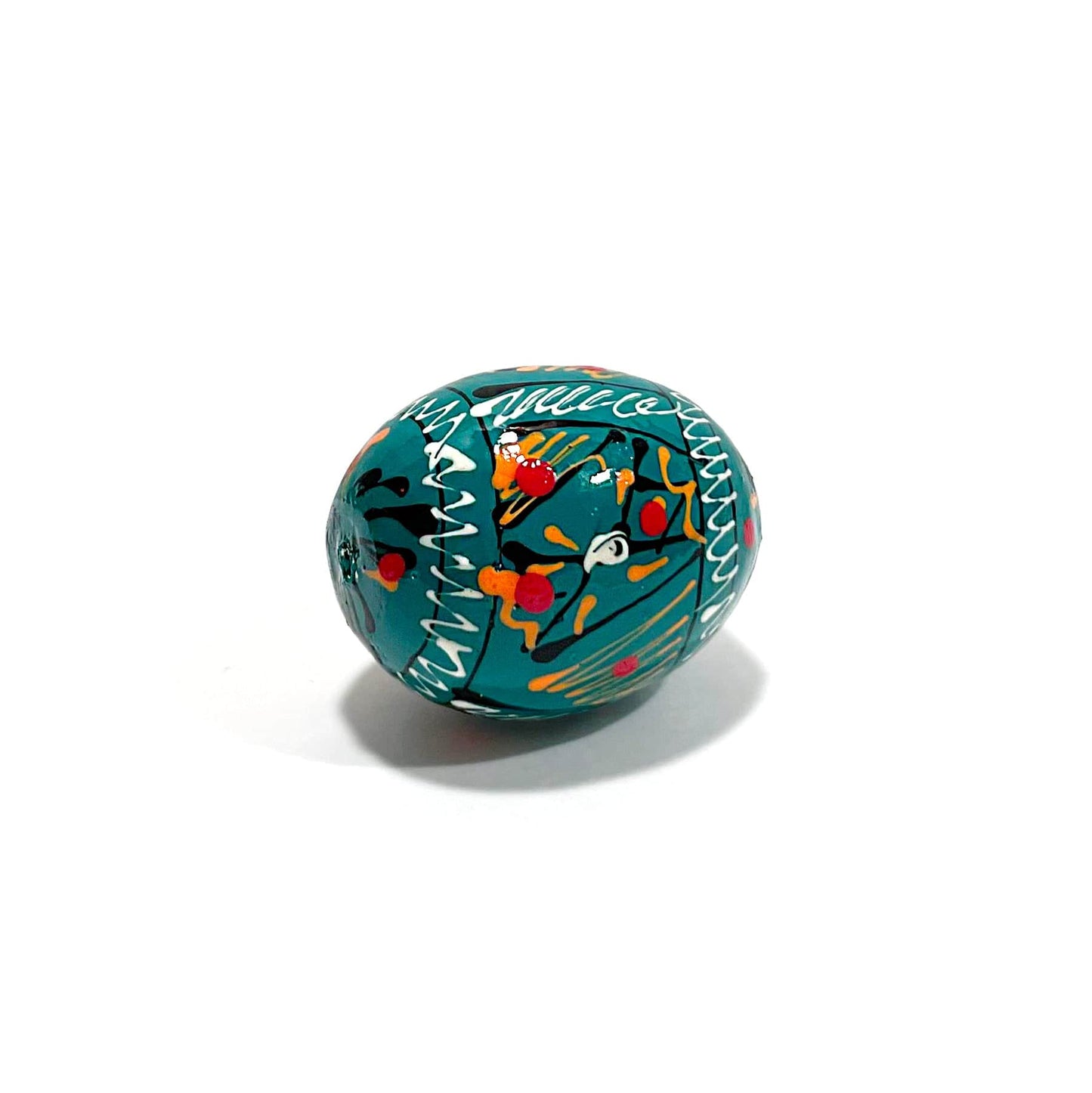 Mini Ukrainian Wooden Easter Egg: Turquoise