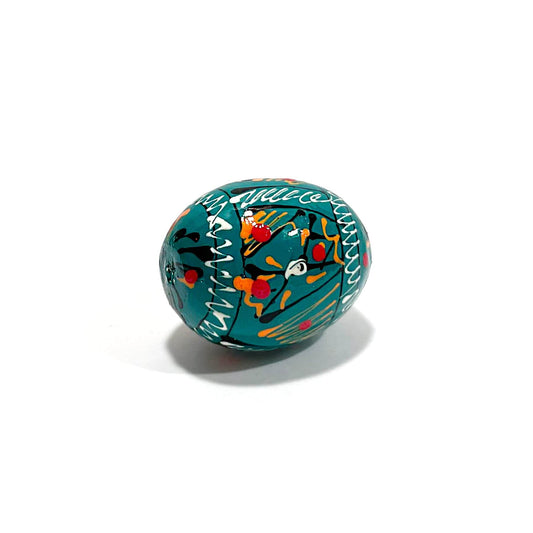 Mini Ukrainian Wooden Easter Egg: Turquoise