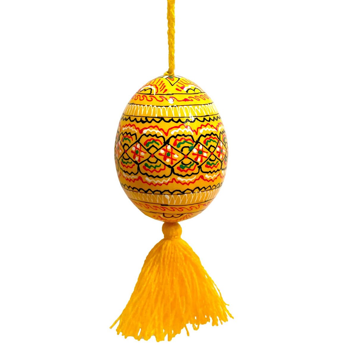 Hanging Wooden Easter Egg: Yellow