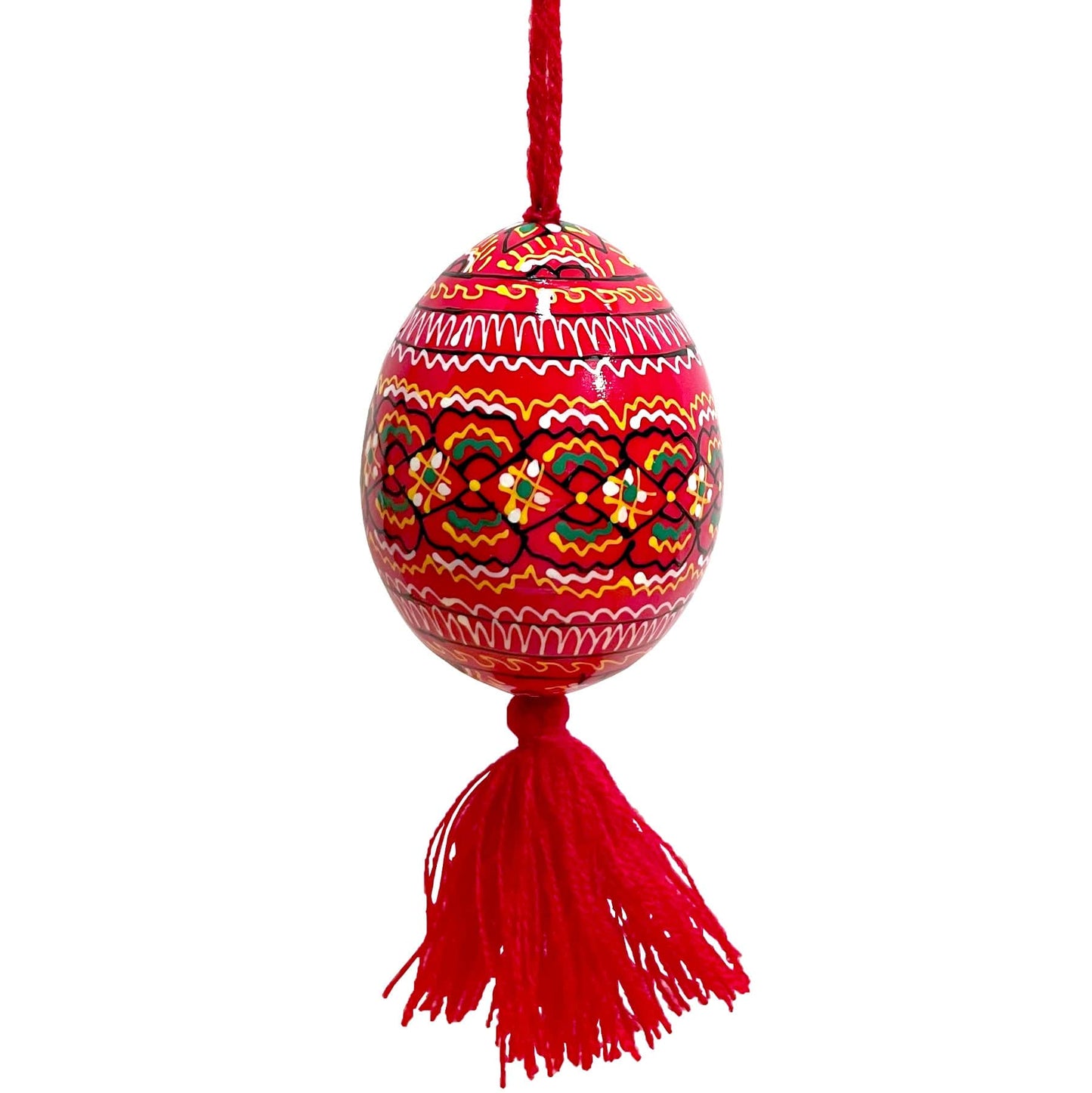 Hanging Wooden Easter Egg: Red