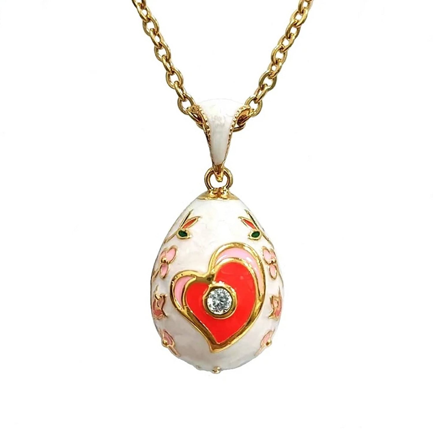 Egg Pendant: Hearts White