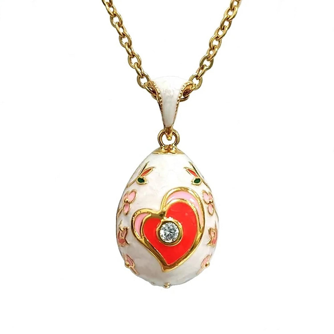 Egg Pendant: Hearts White