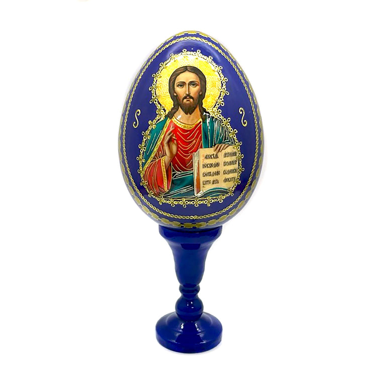 Wooden Egg with Christ the Savior Icon (includes stand)