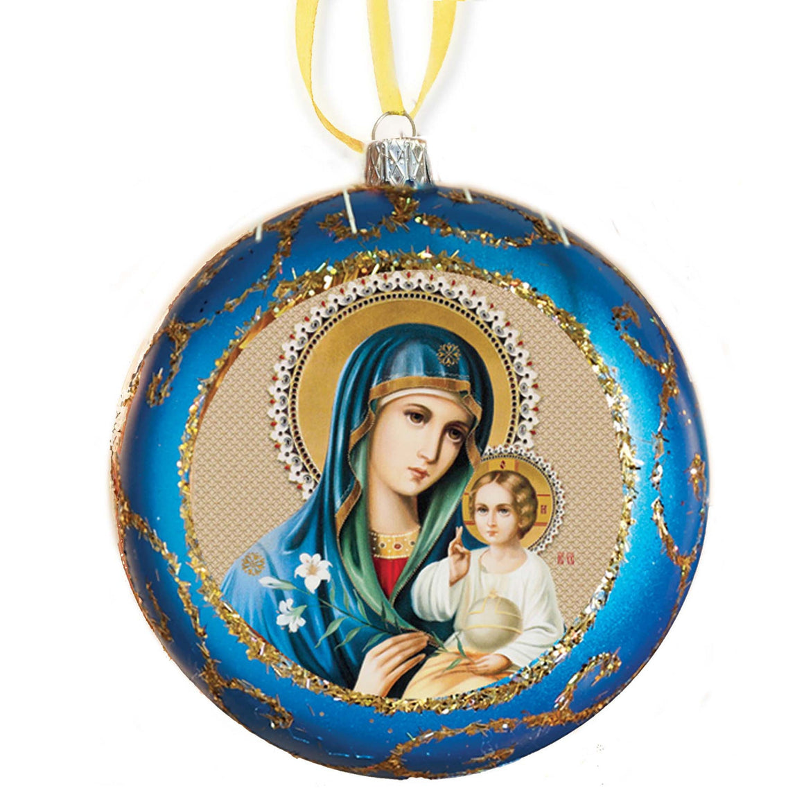 Icon Ornament: Mother of God "The Unfading Eternal Bloom" (Shatterproof)
