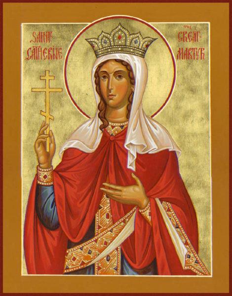 St. Catherine the Great Martyr Icon (Katherine) (Ekaterina) (Canvas Print, 6 in)