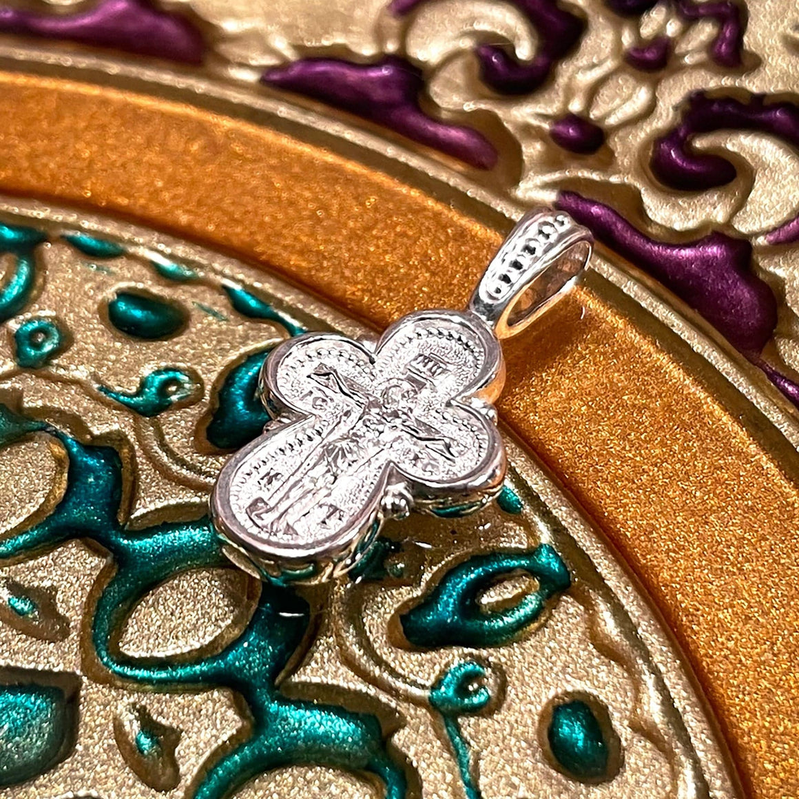 Silver Cross Pendant (Mother of God "Protection") No. 24430