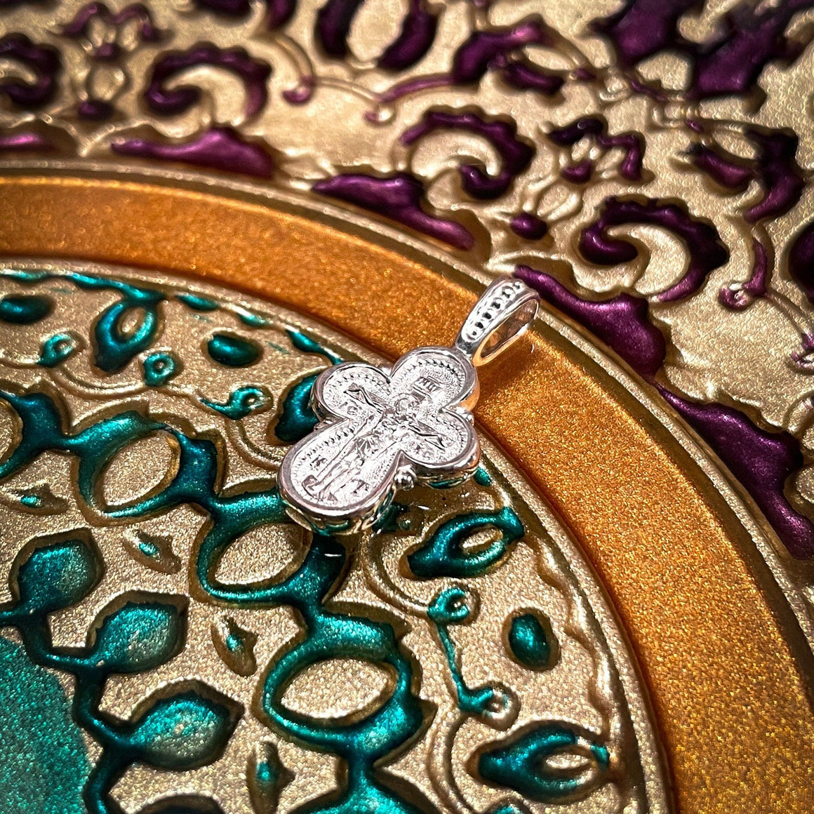 Silver Cross Pendant (Mother of God "Protection") No. 24430