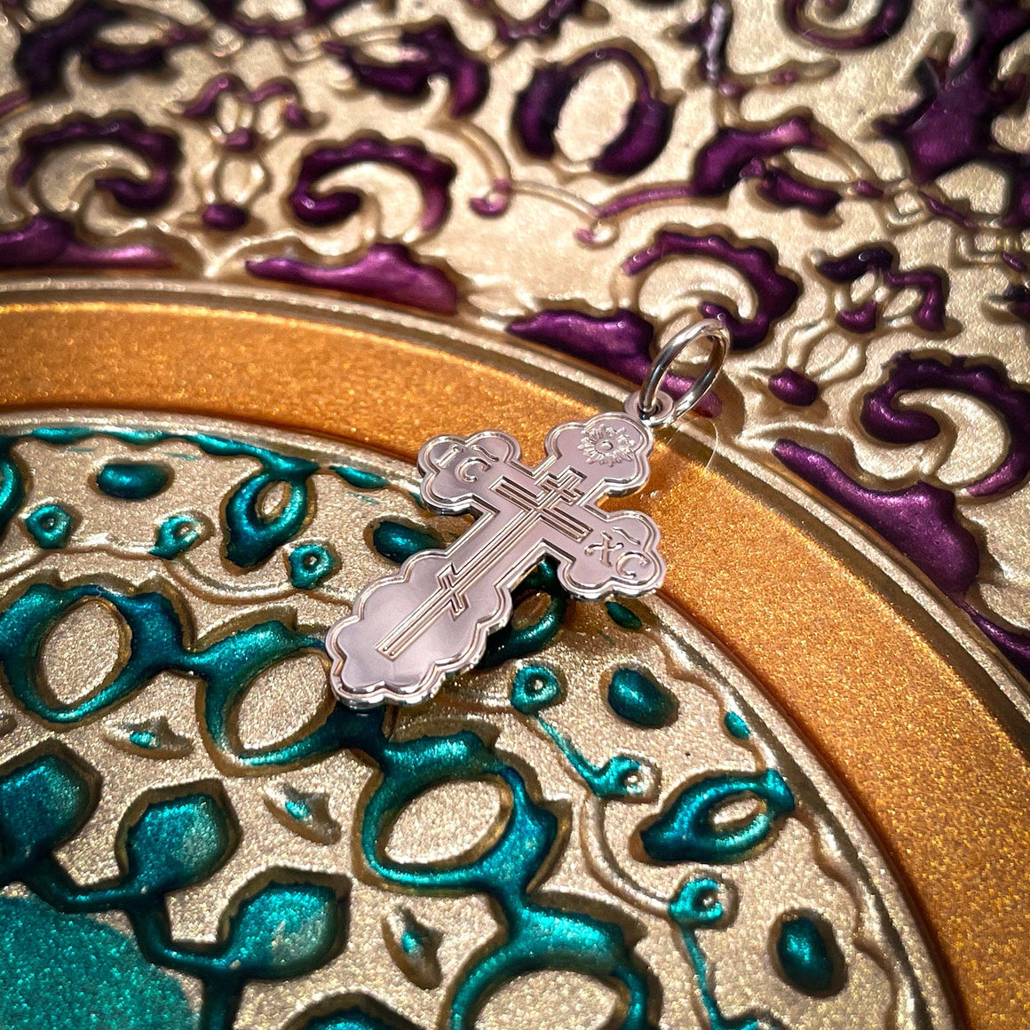 Gold St. Olga Cross Pendant: Medium (14kt White Gold)