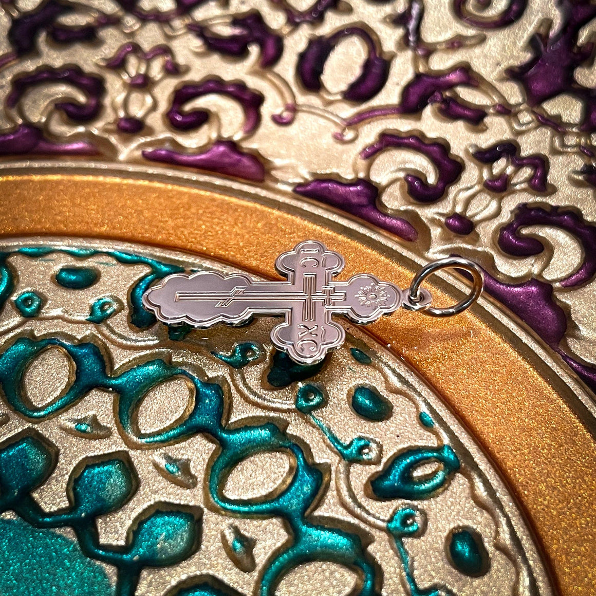 Gold St. Olga Cross Pendant: Medium (14kt White Gold)