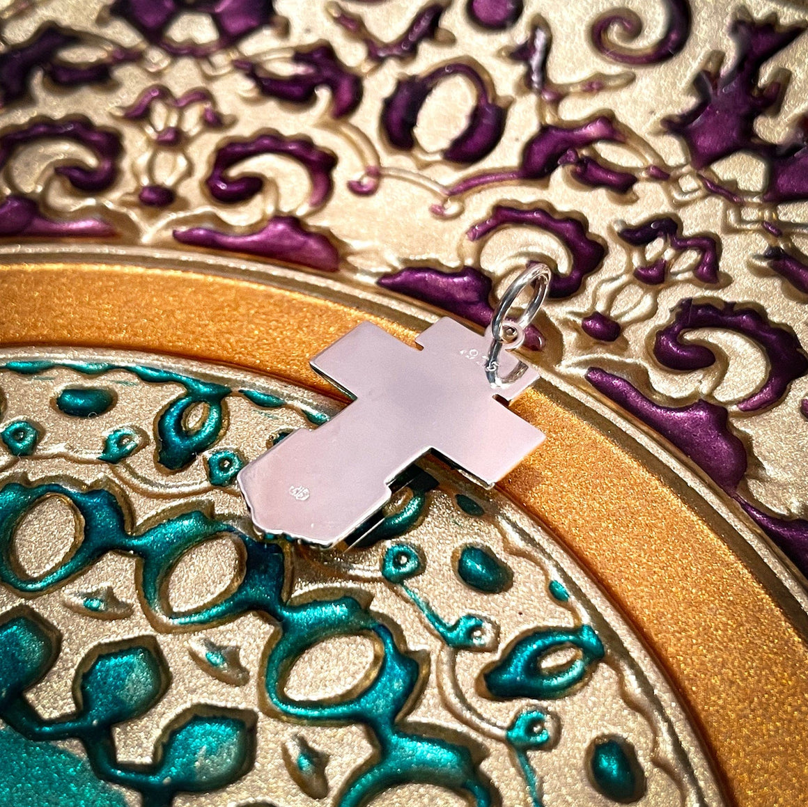 Silver St. Job Cross Pendant with Enamel