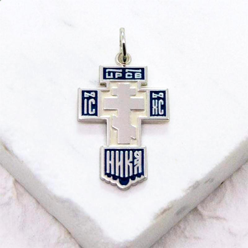 Silver St. Job Cross Pendant with Enamel