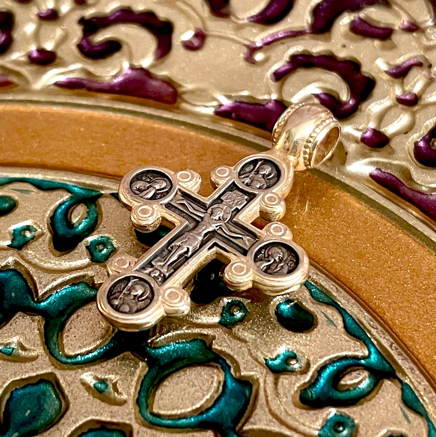 Silver Cross Pendant No. 24835, with Mother of God Icon