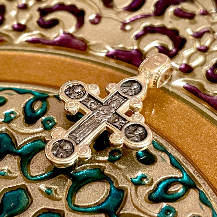 Silver Cross Pendant No. 24835, with Mother of God Icon
