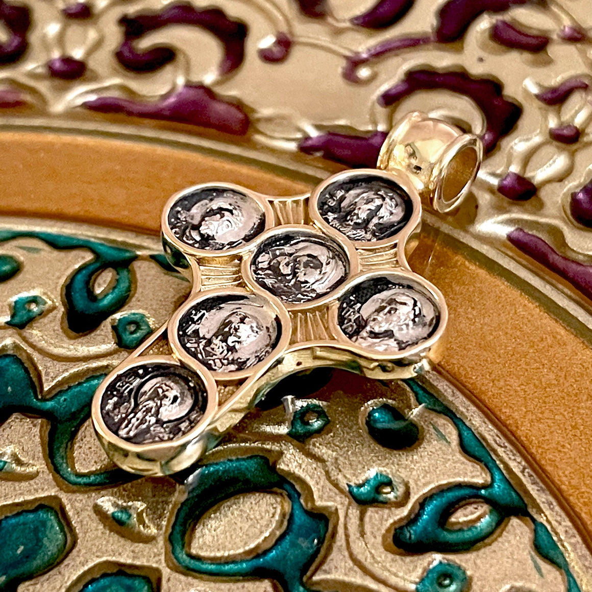 Silver Cross Pendant No. 24843, with Theophany of Christ Icon