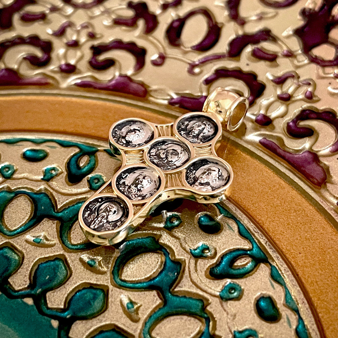 Silver Cross Pendant No. 24843, with Theophany of Christ Icon