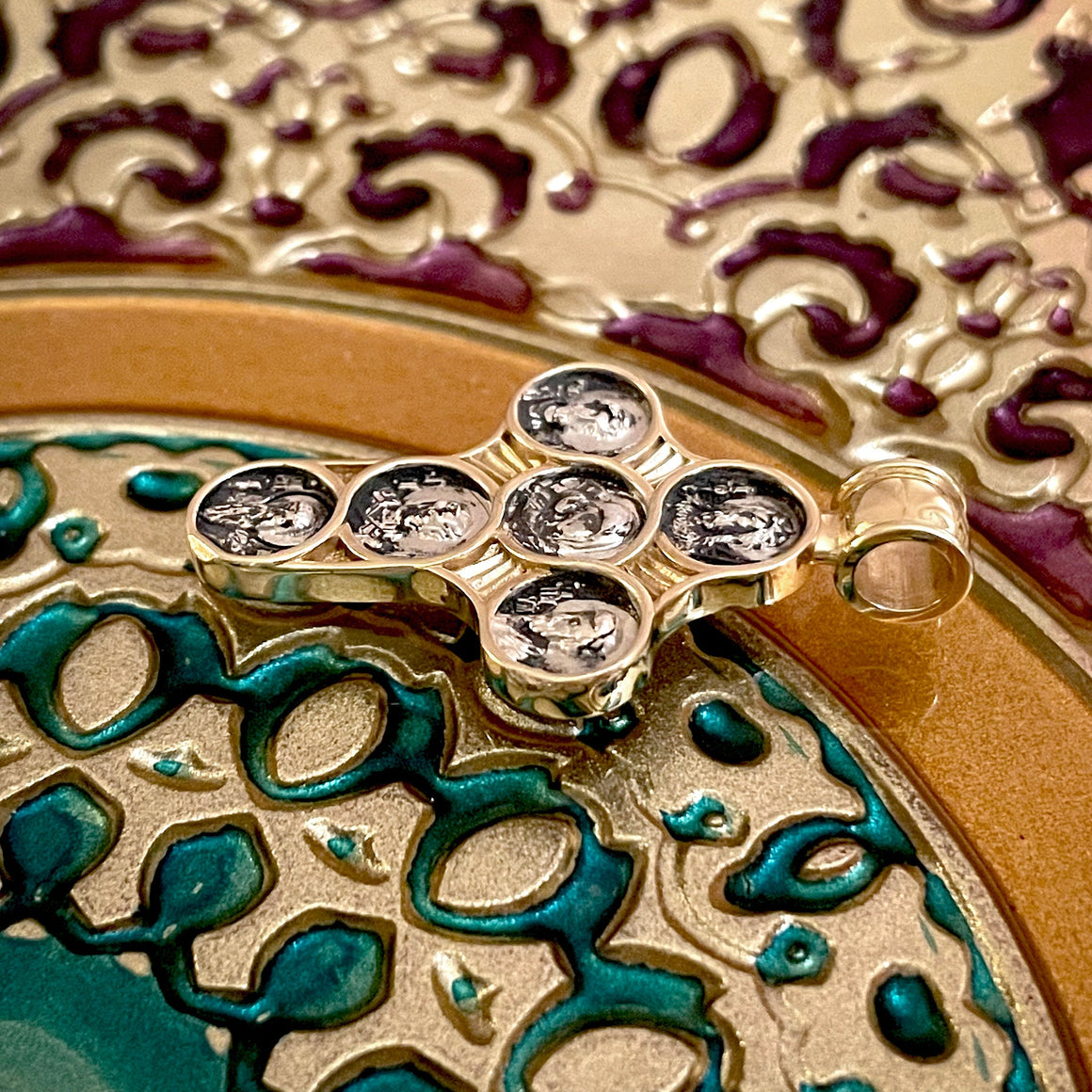 Silver Cross Pendant No. 24843, with Theophany of Christ Icon