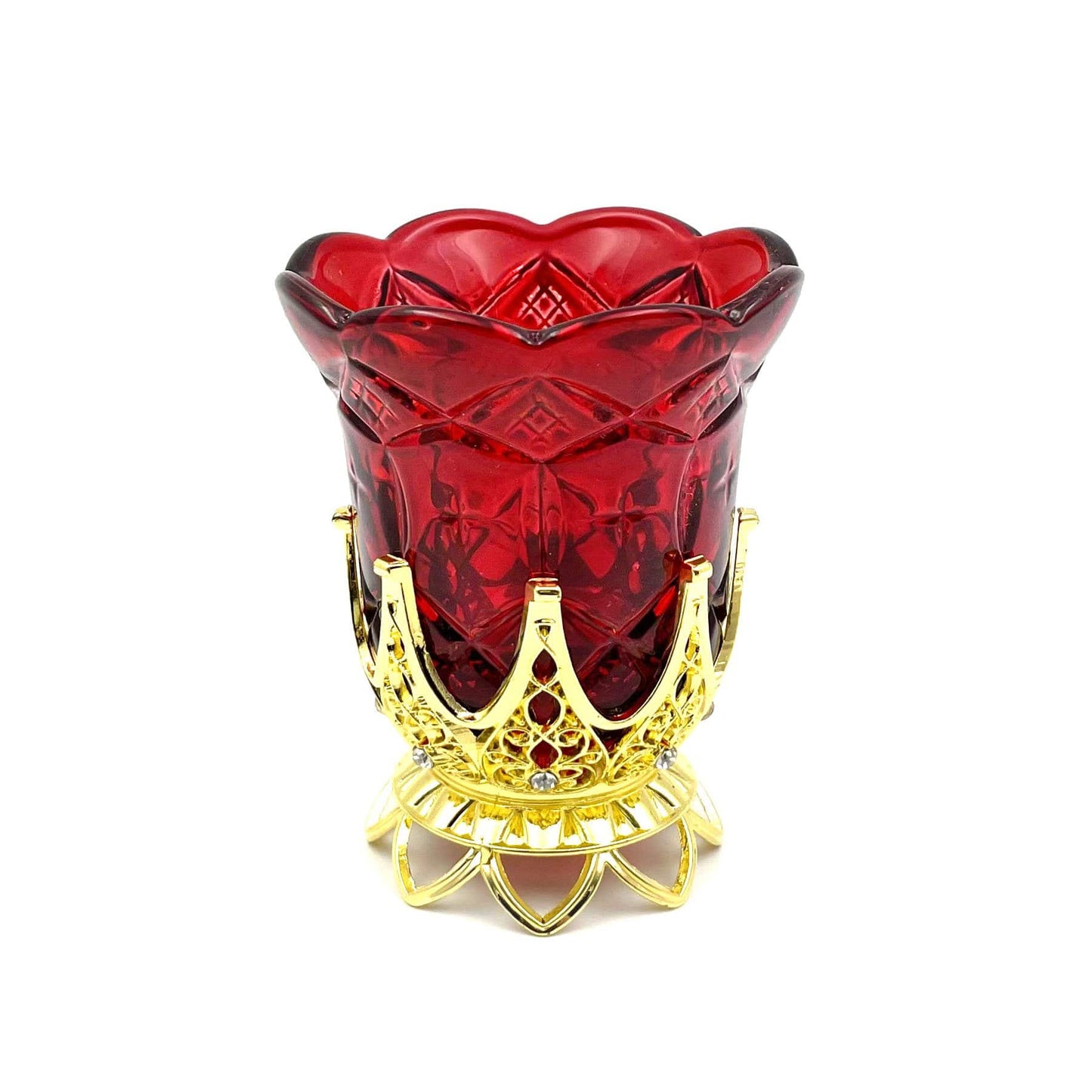 Vigil Lamp with Gold-plated Stand: Red